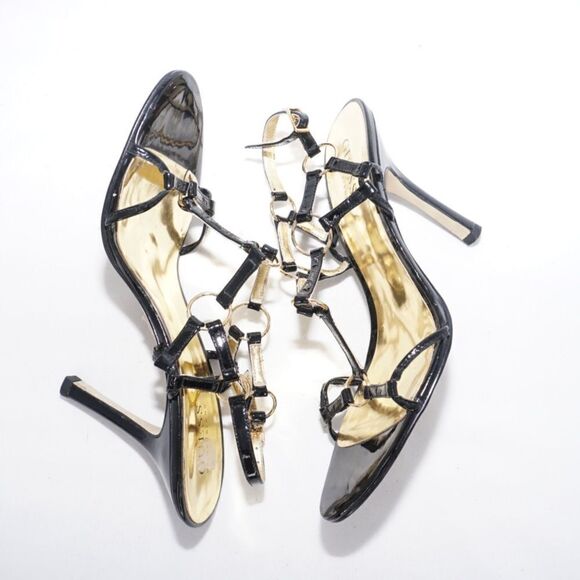 Guess by Marciano Black and Gold Strappy Heels, Size 7 - Picture 4 of 11